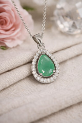 Certified Natural Emerald Pendant 925 Sterling Silver Zambia with Lab ReporAdd a