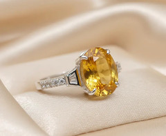 simulated Yellow Sapphire Ring, Brass Gold Alloy, Gemstone Ring, Birthday Gift