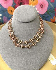 Tory Burch Mini Clover Necklace Rose Gold Length 32” New w Tags + Dust Bag