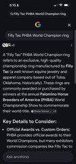 Filly Tac PHBA Youth World Champion Signed Gold Coin Band Ring Size 7 Horse