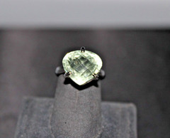 Green Amethyst And Sterling Silver Ring Size 6.5