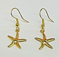 Starfish EARRINGS Gold Stainless Charm Dangle Coastal Sea Life Surgical NEW