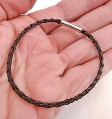 Braided Leather Surfer Bracelet/Ankle w/ Bayonet Clasp 3mm Unisex Black or Brown