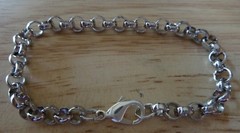 8″ Medium heavy Silver Base Metal Palladium Plate Rolo 5 mm Charm Bracelet