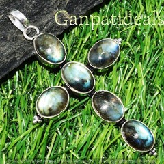 Labradorite Gemstone Handmade Cross Pendant 925 Silver Plated Wholesale Jewelry