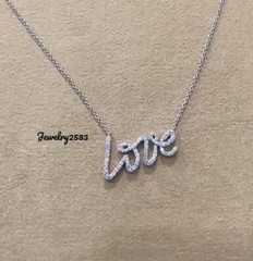 Certified Natural Diamonds LOVE Pendant with 18″ Box Chain 925 Sterling Silver