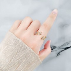 3Pcs Women’s Faith Rhinestone Cross Open Stackable Adjustable Christian Ring Set