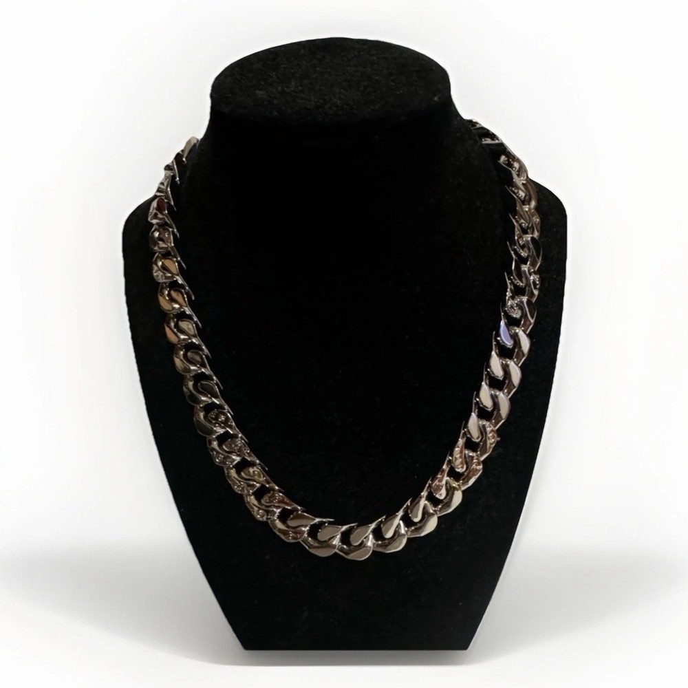Louis Vuitton VIRGIL ABLOH Silver Cuban Link Chain Necklace Made in Italy MP2770