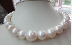 12-14mm natural south sea genuine white nuclear near round pearl necklace AAA