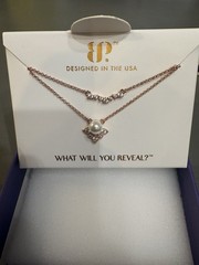 BP Rose Gold Plated Ceramic Pearl Crystal Charm Necklace 18″ NK19085