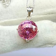 55.95 Ct Natural Brazilian Round Pink Zircon Pendant 925 Silver Gemstone