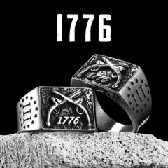 1776 American Independence Men Rings USA Stainless Steel Jewelry Size 7-15