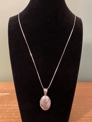 925 Sterling Silver Oval Engraved Photo Locket Necklace 20’’ Rope Chain