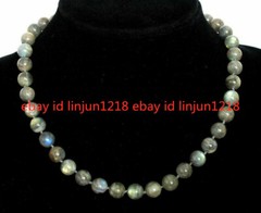 Gray 8mm10mm12mm Natural Labradorite Beads Gemstone Jewelry Necklaces 18-36”