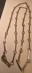 42” Silver Toned Bar Link Chain Necklace Heavy (75.66 Grams) Estate Find