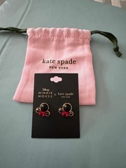 Disney KATE SPADE New York Black 12k Gold MINNIE MOUSE Earrings Studs New