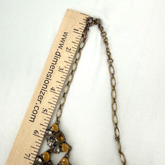J Crew Statement Necklace Gold Tone Amber Clear Rhinestone Bib Chain Adjustable