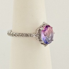 Bomb Party RETRO Ring Sz 11 Pink Purple Bi Color on Rhodium (No Bag)