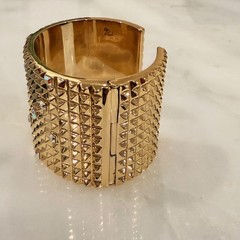 Karl Lagerfeld 11-row Pyramid Stud & Crystal-Embellished Hinged Cuff – SM