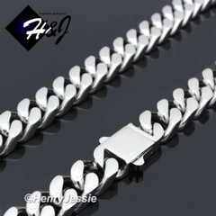 16″-40″MEN Stainless Steel 7/10/12mm Silver Miami Cuban Curb Chain Necklace*N166