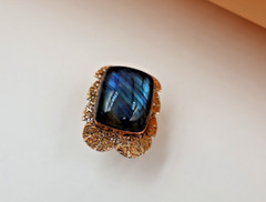 Blue Fire Labradorite Ring TexturedCopper Handmade Ring Bohemian Gift US” 7.5