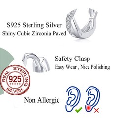 14mm Women 925 Sterling Silver Small Infinity Hoop Earrings Cubic Zircon Jewelry