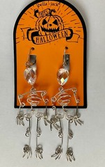 Bella Jack Halloween Dancing Skeleton Dangle Earrings Silver Tone Wire NEW