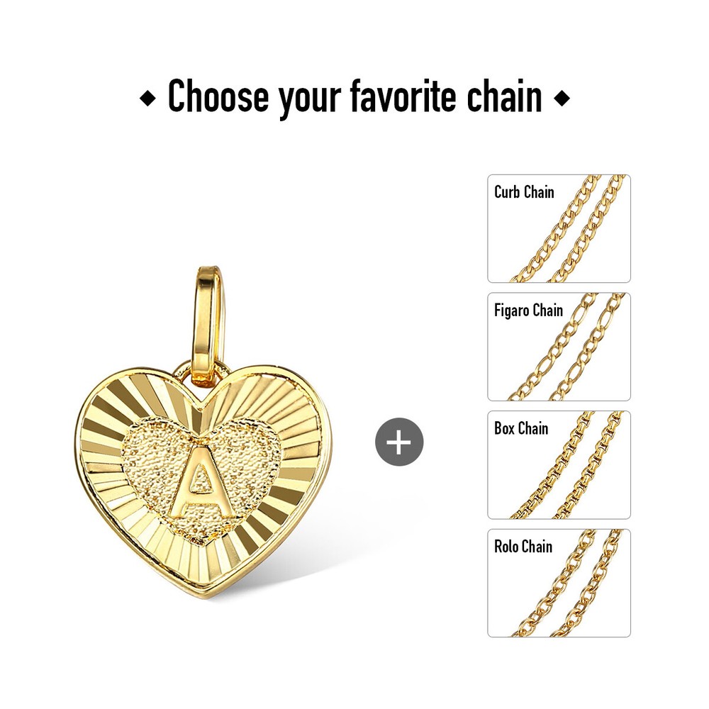 Womens Gold Filled Initial Necklace Heart Letter Pendant Stainless Steel Chain