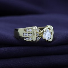 Simulated Diamond Solitaire Promise Ring 14k Yellow Gold Plated Sterlg Silver