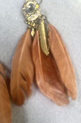 Womens Brown Feather Earrings with Stones Jewelry