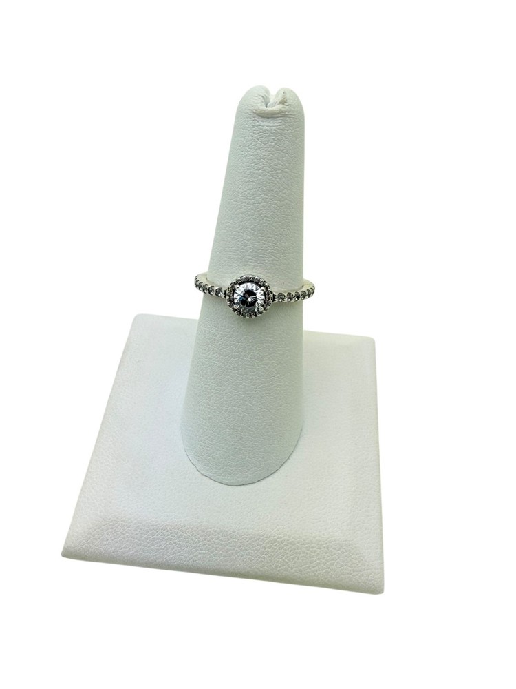 Pandora Sterling Silver Clear CZ Round Sparkle Halo Ring Size 7