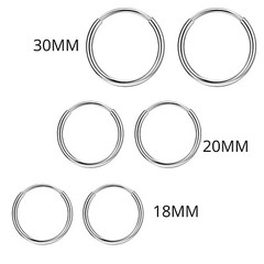 3pk 18-20-30MM 925 Solid Sterling Silver Hoop Earring-Endless Hoop Earrings Set