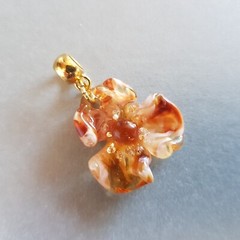 Flower Transparent Light Brown Beige Tea Colors Genuine Murano Glass Necklace