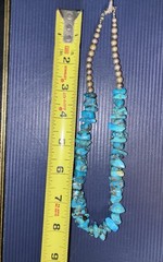 VTG 18” Turquoise Nugget necklace with sterling silver beads and barrel clasp.