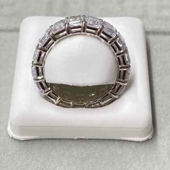 .925 Sterling Silver Cubic Zirconia Emerald Cut Eternity Band Ring Size 8 New
