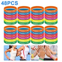 48X Silicone Wristbands Bulk Colorful Rubber Bracelets Party Favors Teens Adults