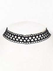 Retro Y2K Black Crochet Woven Cord Choker Necklace Gothic 17 in Grunge