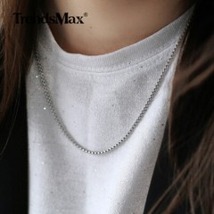 16″-30″ Mens Stainless Steel Curb Cuban/Box Chain Necklace Choker 2/3/5/7/9/11mm