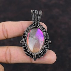 Rainbow Mystic Opal Wire Wrapped Pendant Handcrafted Copper Valentine Gift 2.56″