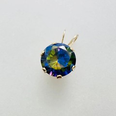 Solid 10K Yellow Gold 1.03ct (6.5mm) Round-cut Faux Mystic Topaz Pendant