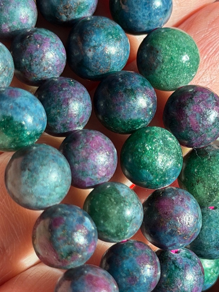 Ruby Emerald Kyanite Bead Bracelet Natural Crystal Gemstone 1pc