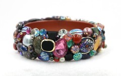 Handcrafted Multi-Color Assorted Bead Bangle Bracelet Size Large New No Tag