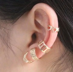 New 4pc Gold Silver Color Metal Ear Cuff Non-Piercing Ear Clips Earrings Jewelry