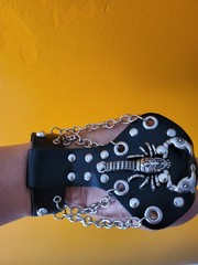Gothic Punk Hand chain Bracelet Scorpion metal accent metalic studs
