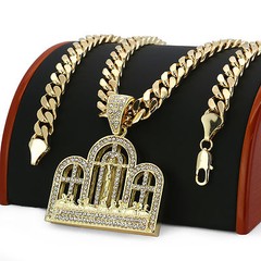 14k Gold Plated Big Last Supper Cubic-Zirconia Hip Hop Pendant 30″ Cuban Chain