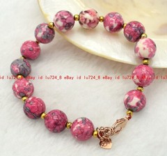 Fashion 6/8mm Natural Red Turquoise Gemstone Round Beads Bracelet 7.5 Inches
