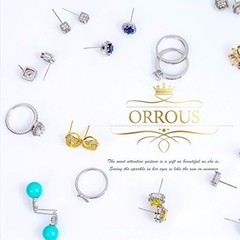 18k White Gold Plated Cubic Zirconia Unisex Square Stud Earrings by ORROUS & CO