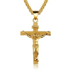 Religious Jesus Cross Stainless Steel Necklace For Men Fashion Gold Silver Color