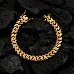 Miami Cuban Link Chain Hip-hop Bracelet Stainless Steel 14k Gold Plated 6-22mm