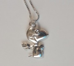 .925 Sterling Silver Necklace With Plated Peanuts Snoopy Fighter Ace Pendant